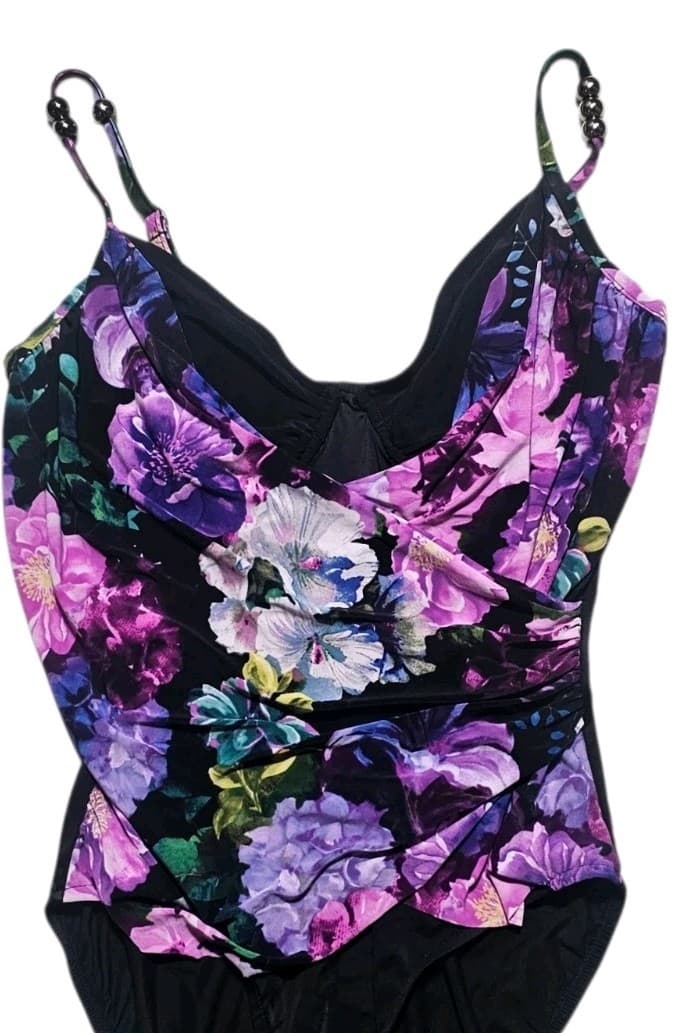 Magicsuit "New Romantic" Louise Floral Print Drape One Price SwimSuit Woman's 10 - Thumbnail 3