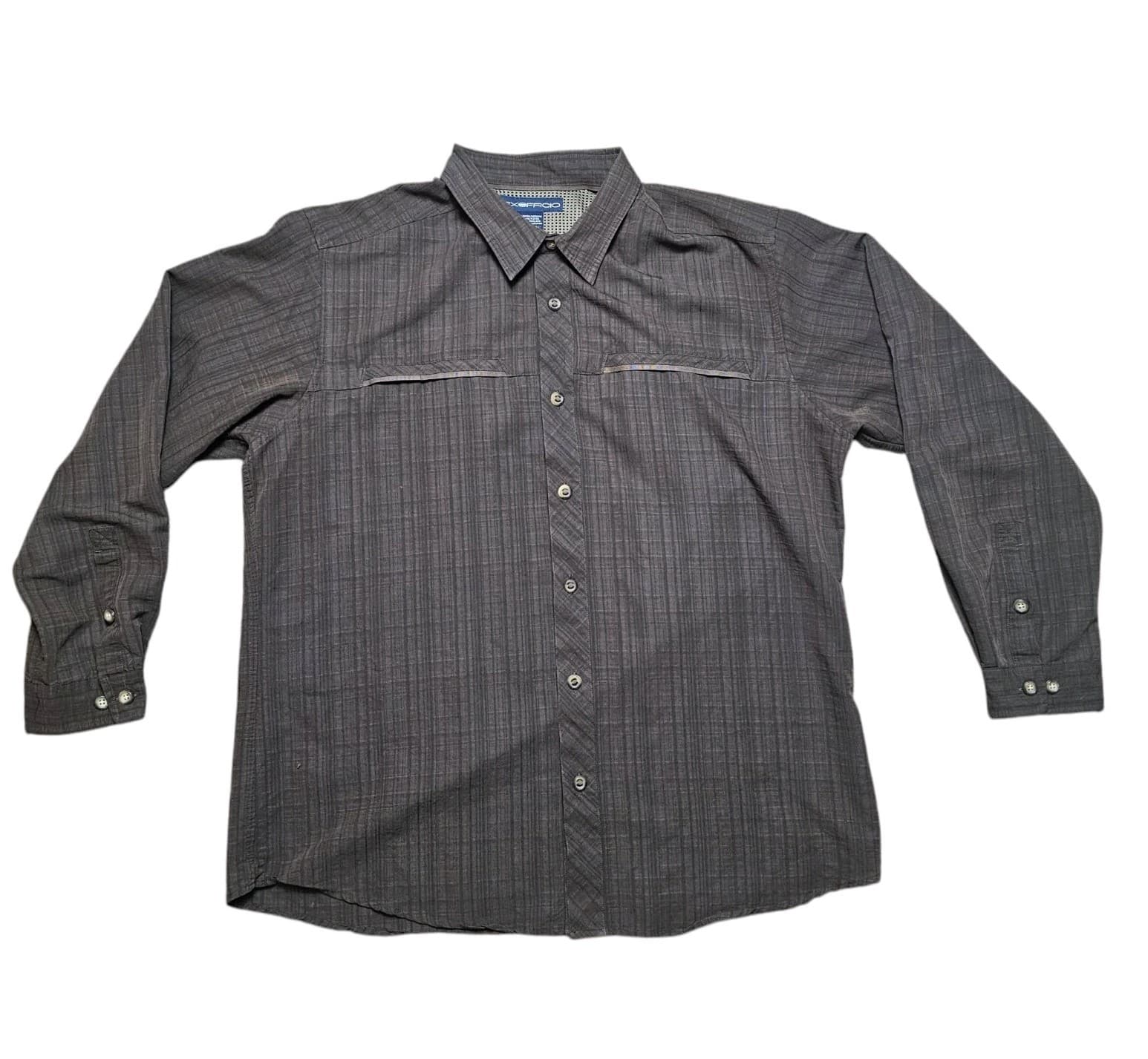 Exofficio Long Sleeve Shirt Mens Xxl Brown Button Down