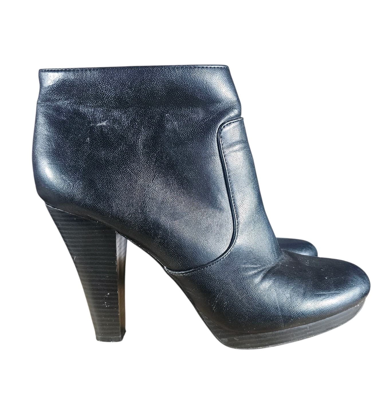 Fioni Womens 99508 Size 11 Black Side Zip 4.5" Heeled Ankle Boots - Thumbnail 4