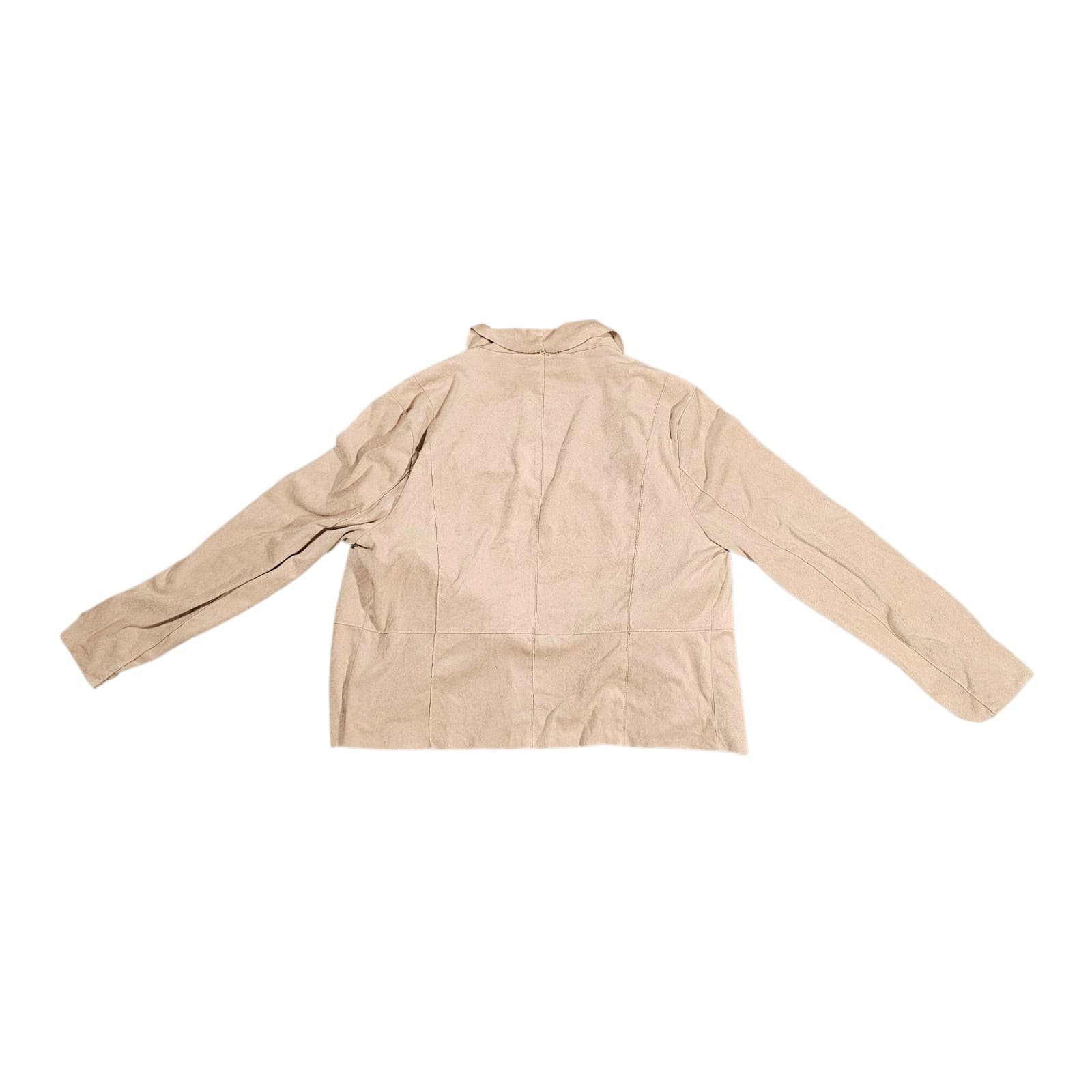Womens Sofia Vergara Drapey Moto Jacket Beige Faux Suede Open Long Sleeve Size L - Thumbnail 5