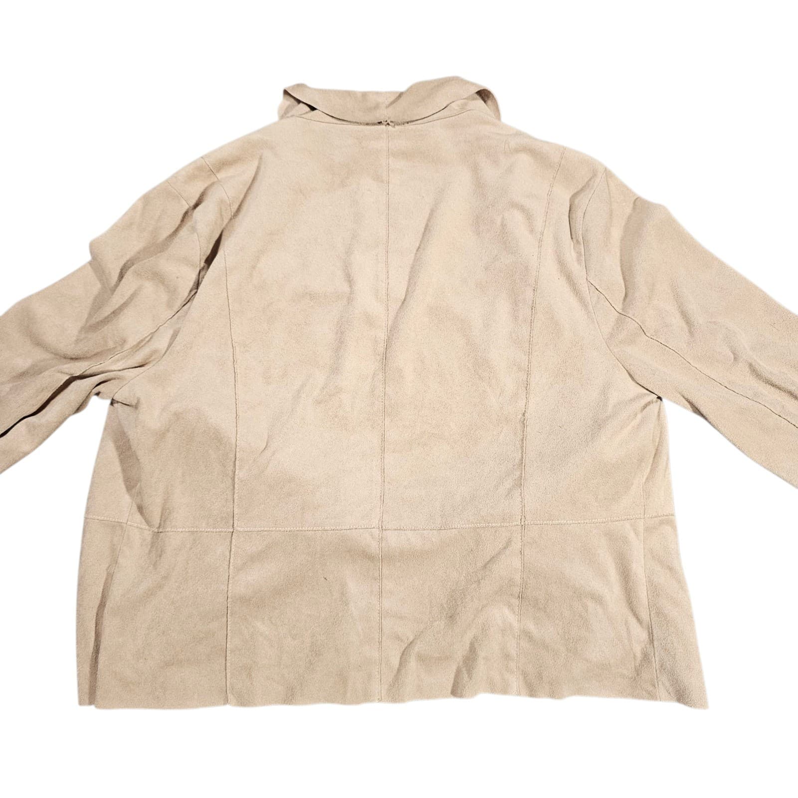 Womens Sofia Vergara Drapey Moto Jacket Beige Faux Suede Open Long Sleeve Size L - Thumbnail 4