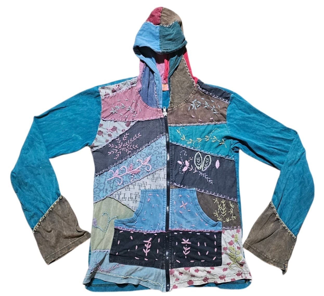 Avatar Women's Patchwork Boho Style Zip Up Hoodie Women's Size Small - Thumbnail 2
