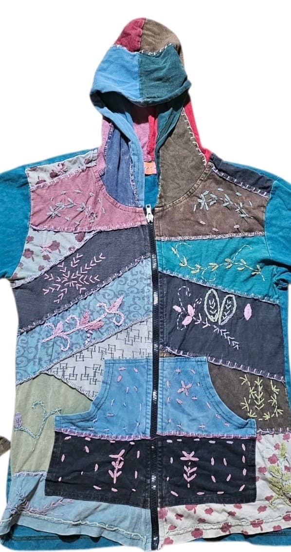 Avatar Women's Patchwork Boho Style Zip Up Hoodie Women's Size Small - Thumbnail 5
