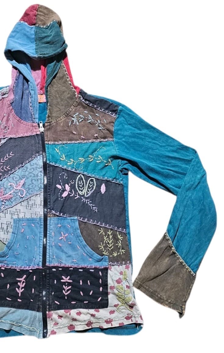 Avatar Women's Patchwork Boho Style Zip Up Hoodie Women's Size Small - Thumbnail 4