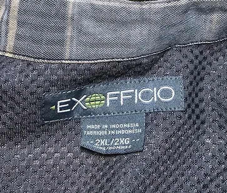 ExOfficio Shirt Mens Size 2xl Gray Plaid Polyester Casual Button Up Long Sleeve - Thumbnail 7