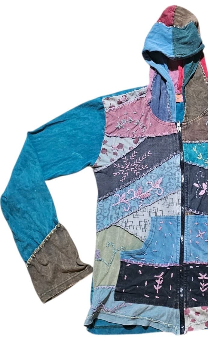 Avatar Women's Patchwork Boho Style Zip Up Hoodie Women's Size Small - Thumbnail 3