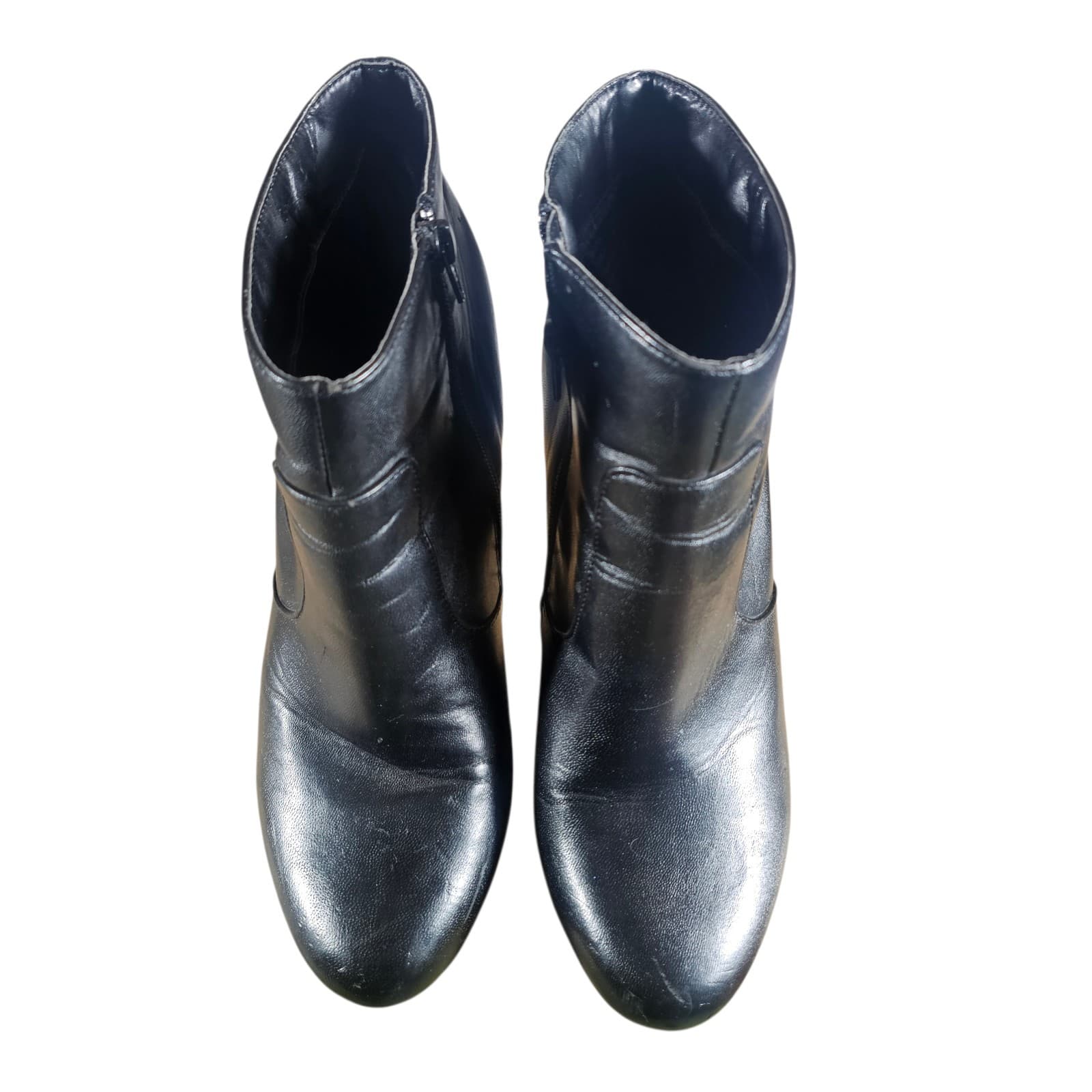 Fioni Womens 99508 Size 11 Black Side Zip 4.5" Heeled Ankle Boots - Thumbnail 3