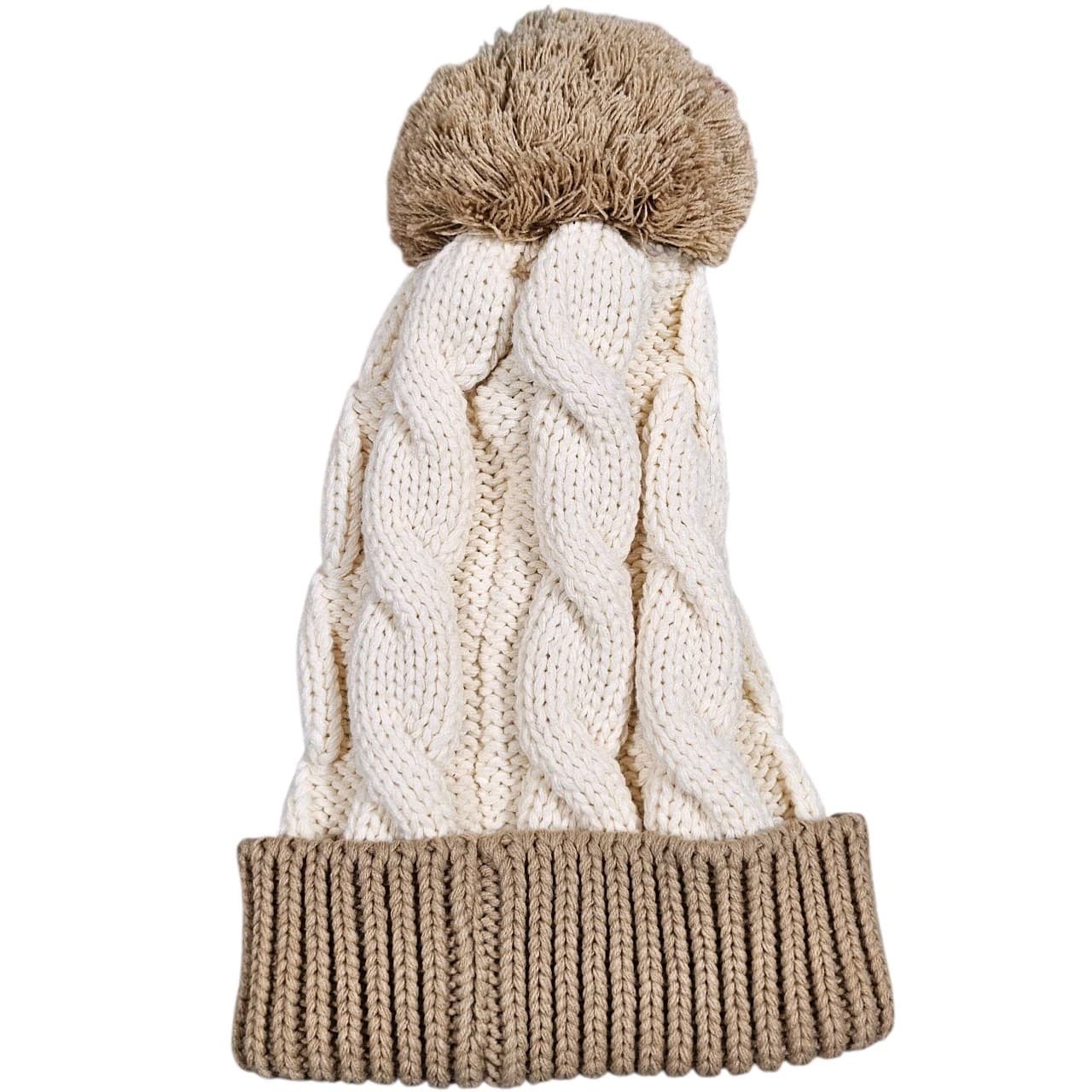 American Flag Pom Pom Cable Knit Beanie - Thumbnail 2