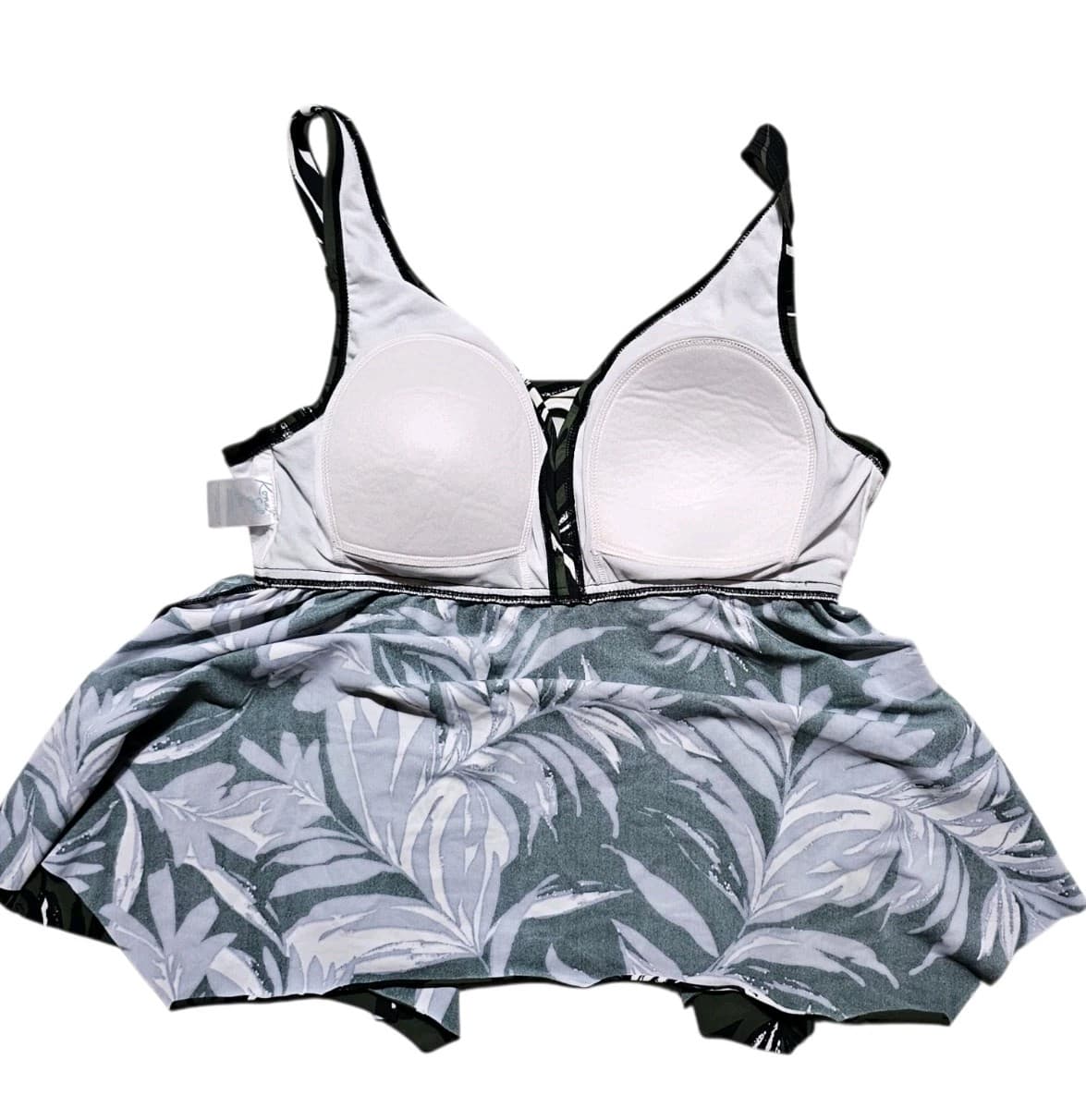 Kona Sol Women's Paradise Palm Tankini Top Size 16W Tropical Olive Green Black - Thumbnail 7