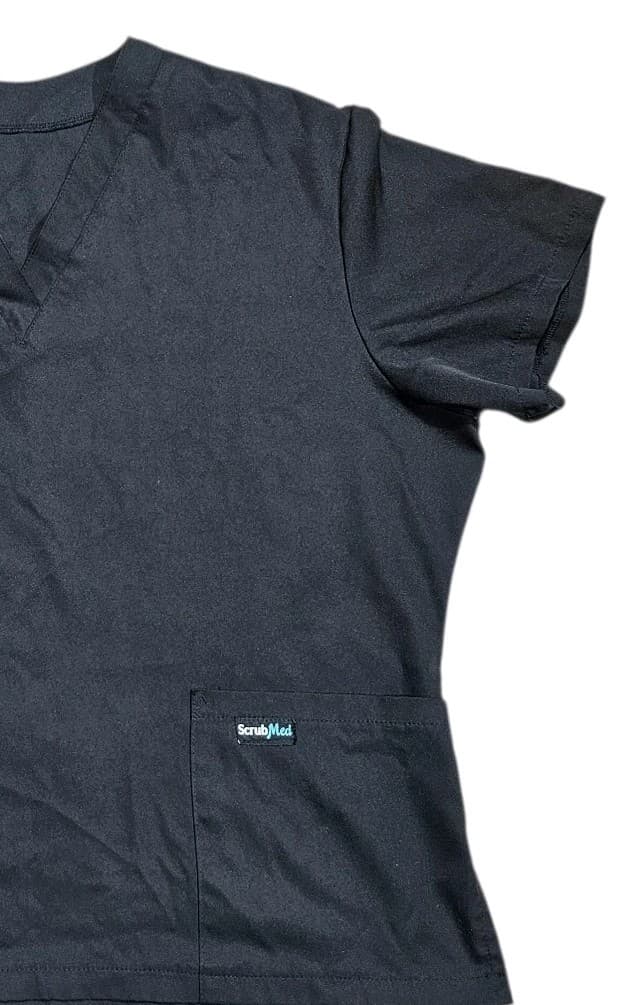 Scrub Med Black V-neck Medical Scrup Top Shirt Nurse Doctor Vet Size 22 - Thumbnail 2