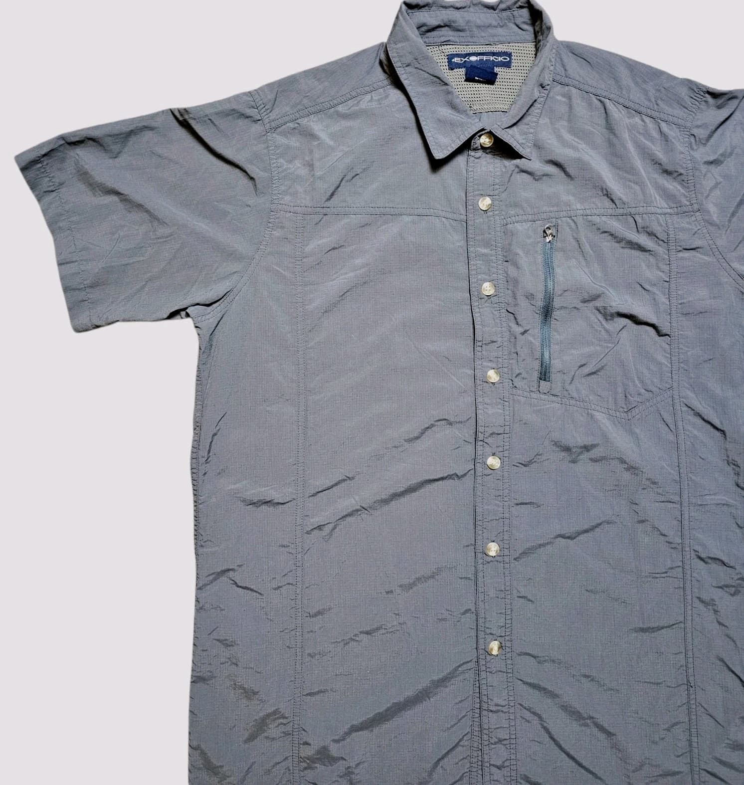 Exofficio Mens Button Up Gray Nylon Outdoorsman Shirt XXL - Thumbnail 3