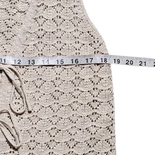 Olive And Oak Pointelle- Stitch Crochet Vest Beige Woman's Size L - Thumbnail 8