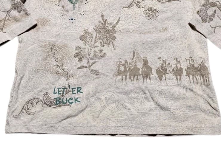 Pendleton Round Up Let Em Buck Graphic Long Sleeve Top Women's Size M Rodeo - Thumbnail 4