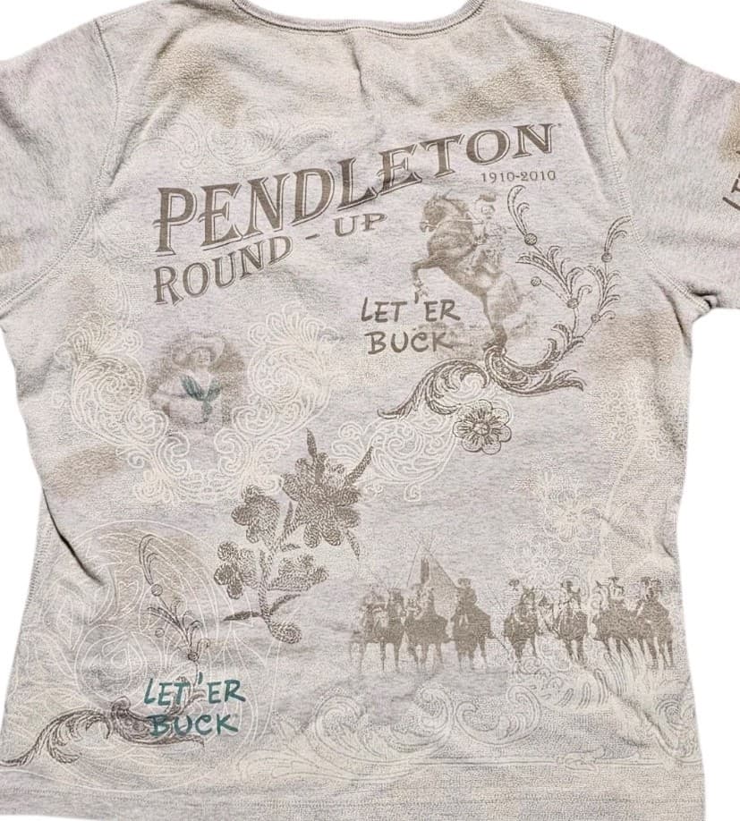 Pendleton Round Up Let Em Buck Graphic Long Sleeve Top Women's Size M Rodeo - Thumbnail 6