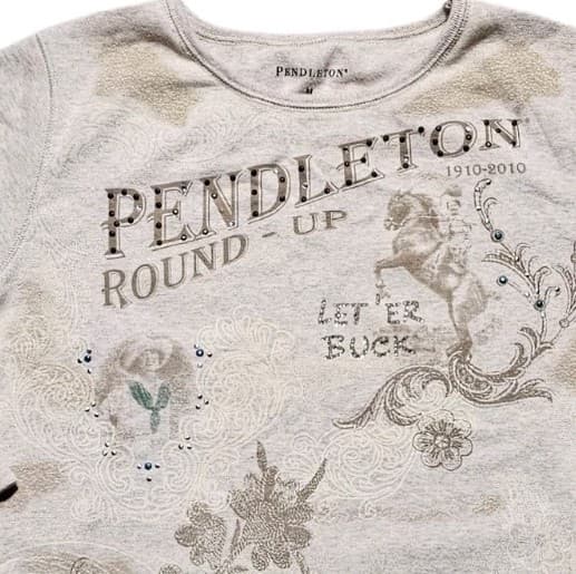 Pendleton Round Up Let Em Buck Graphic Long Sleeve Top Women's Size M Rodeo - Thumbnail 3