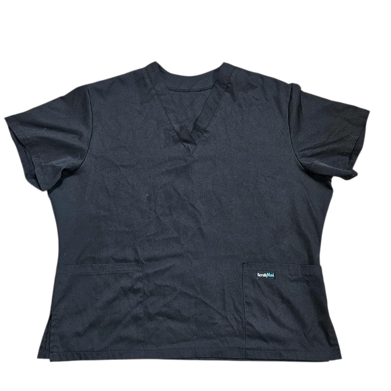 Scrub Med Black V-neck Medical Scrup Top Shirt Nurse Doctor Vet Size 22