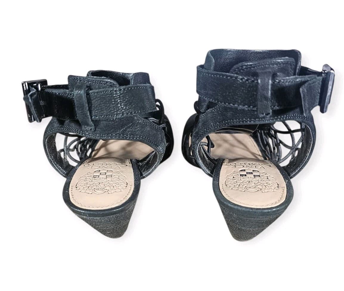 Vince Camuto Size 5m Heels Evel Cages Sandal In Black Cone Heel Leather Size 5m - Thumbnail 10