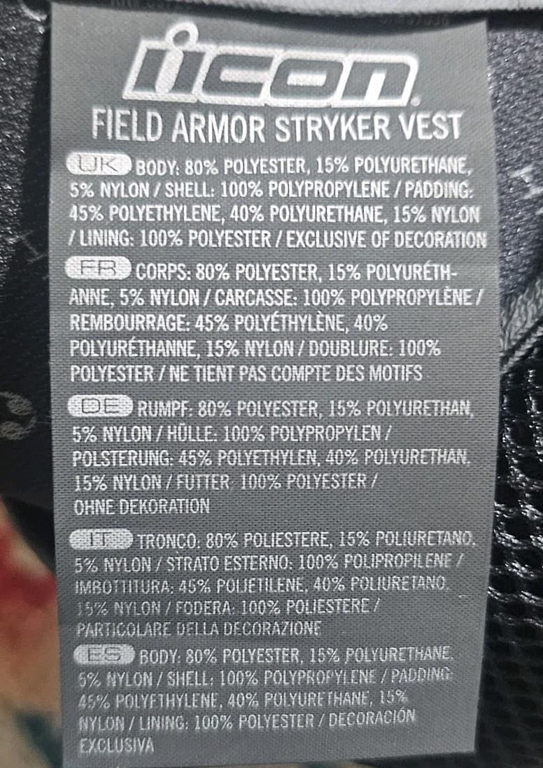 Icon Field Armor Stryker Motorcycle Vest Size S/M (Missing 2 Rivots See Pics) - Thumbnail 10