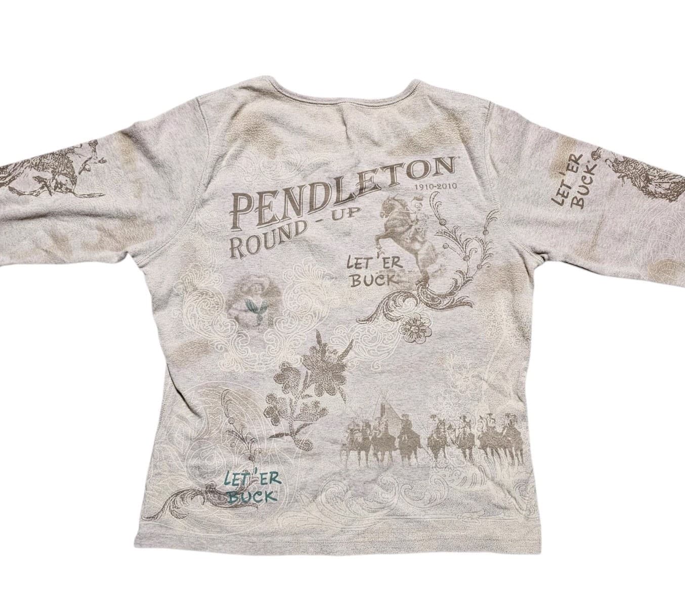 Pendleton Round Up Let Em Buck Graphic Long Sleeve Top Women's Size M Rodeo - Thumbnail 5