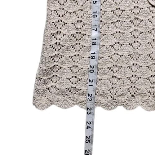 Olive And Oak Pointelle- Stitch Crochet Vest Beige Woman's Size L - Thumbnail 7
