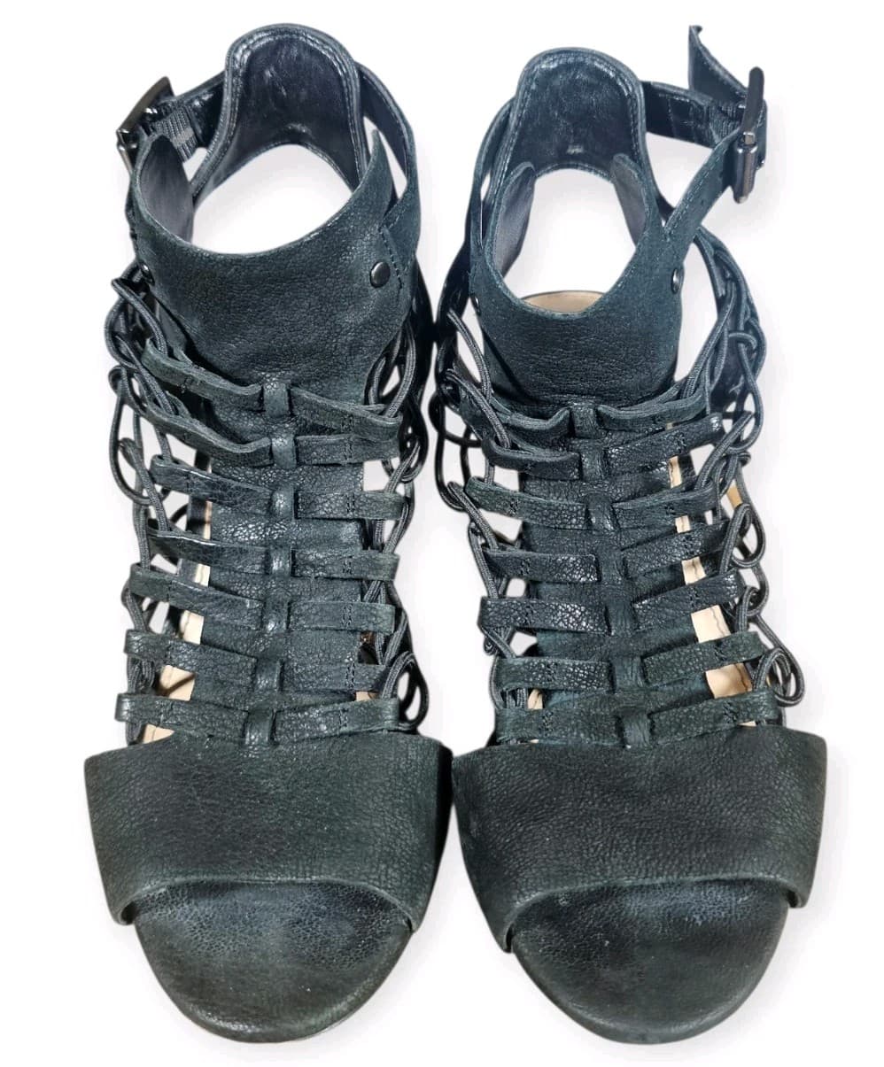Vince Camuto Size 5m Heels Evel Cages Sandal In Black Cone Heel Leather Size 5m - Thumbnail 5