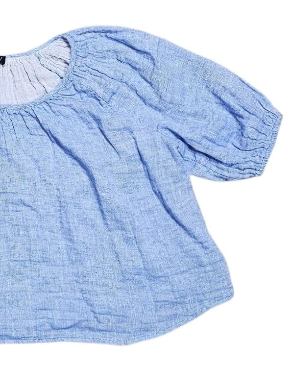 J. Crew Womans Xxs Swingy Puff Sleeve Gauzy Cotton Linen Blend Top Nwt - Thumbnail 5