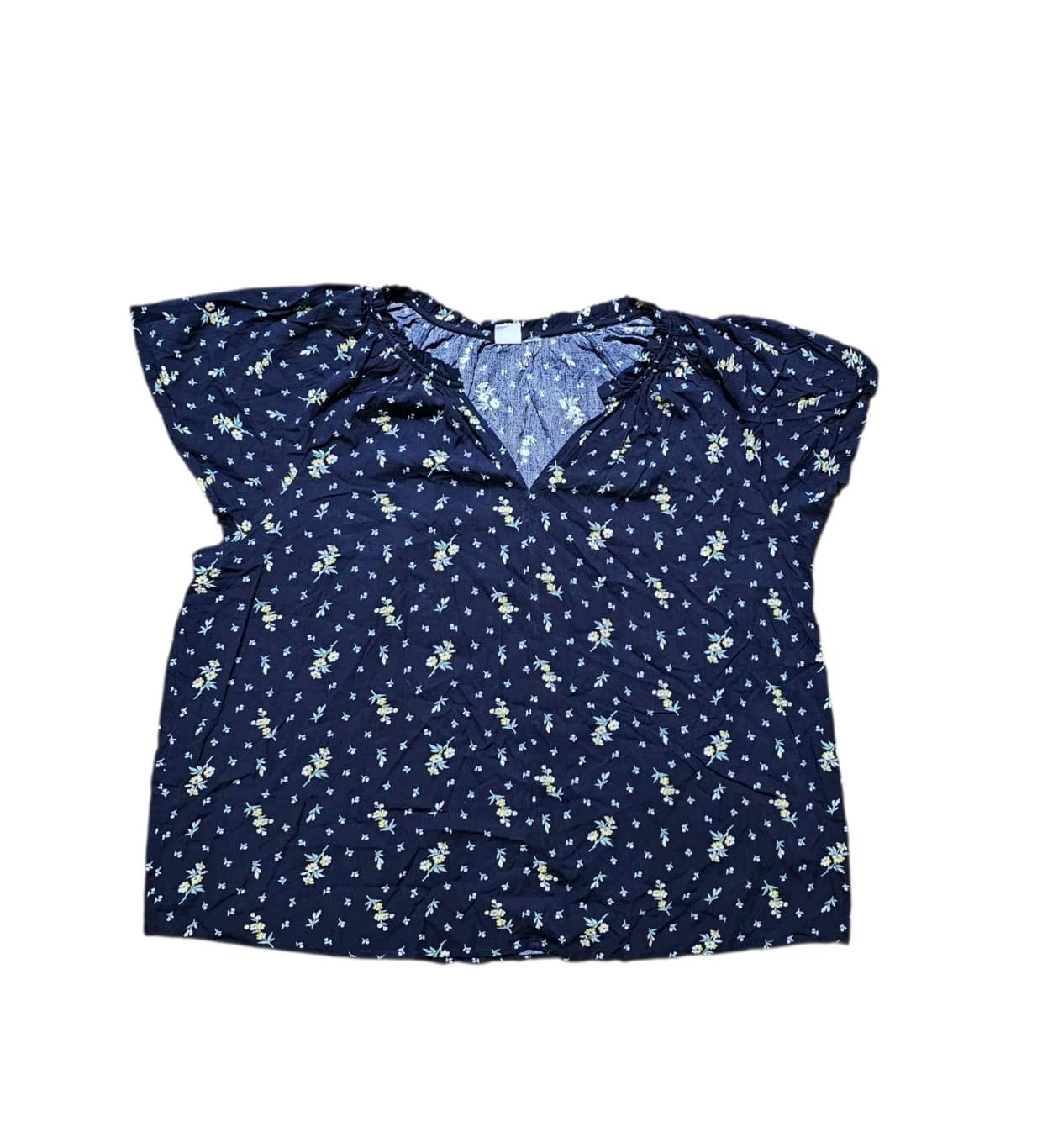 Gap Factory Split Neck Top Navy Floral Women's Size Extra Large