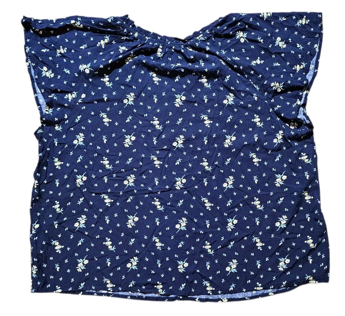 Gap Factory Split Neck Top Navy Floral Women's Size Extra Large - Thumbnail 6
