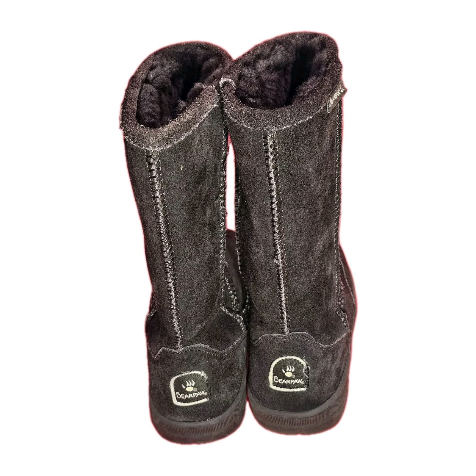 Women's Bearpaw Emma Short Brown Tan Suede Boots-Sheepskin Lined Size 6 - Thumbnail 3