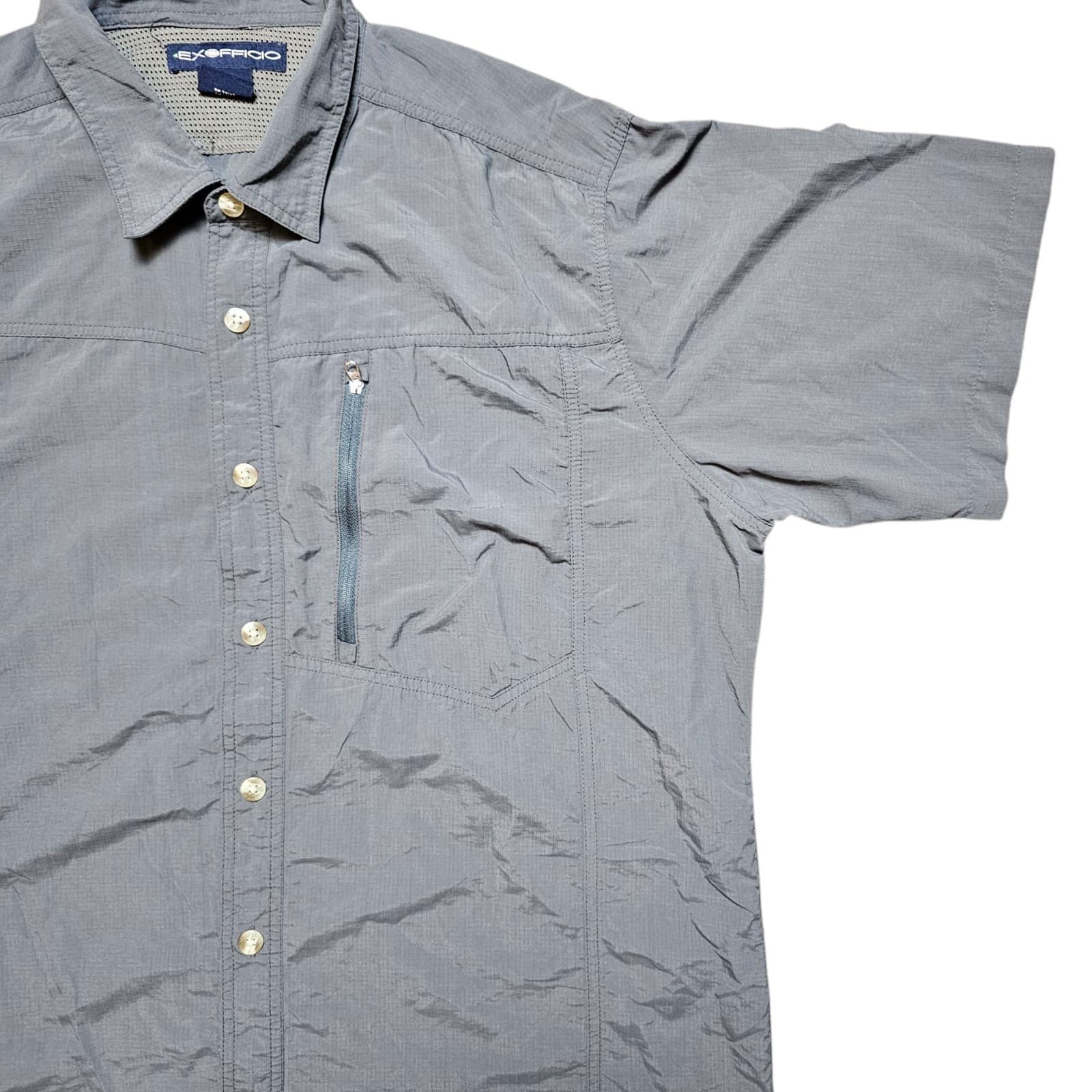 Exofficio Mens Button Up Gray Nylon Outdoorsman Shirt XXL - Thumbnail 7