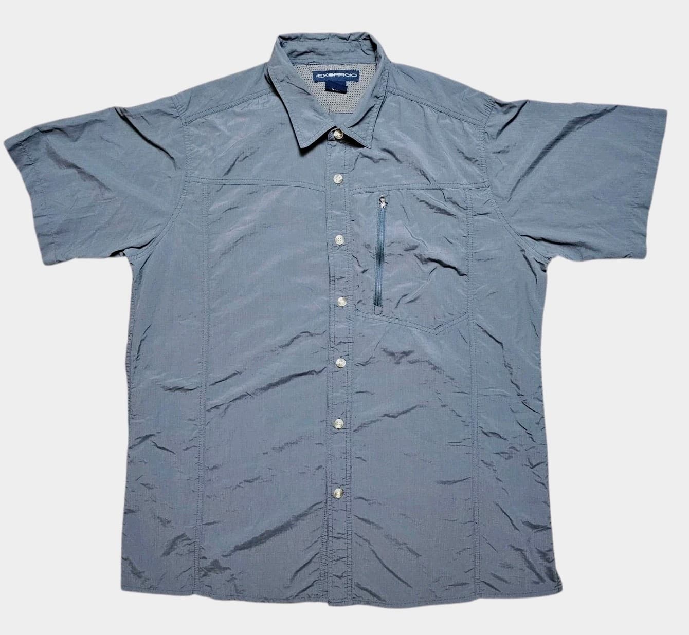 Exofficio Mens Button Up Gray Nylon Outdoorsman Shirt XXL