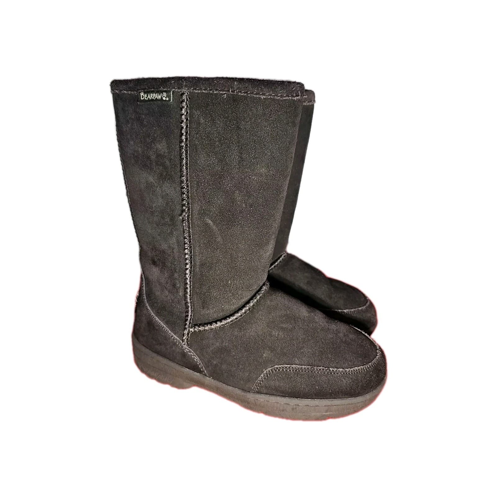Women's Bearpaw Emma Short Brown Tan Suede Boots-Sheepskin Lined Size 6