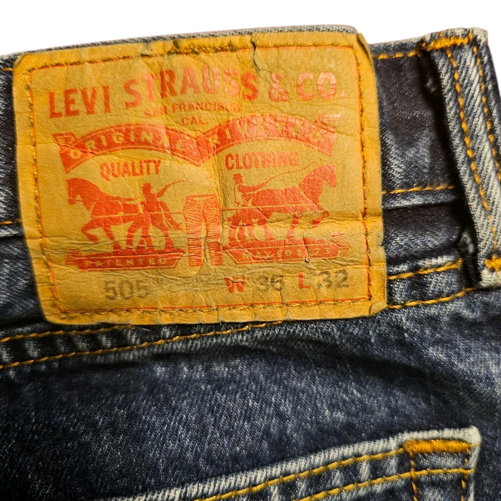 Levis Jeans Mens 36x32 Blue 505 Straight Regular Fit Denim - Thumbnail 15