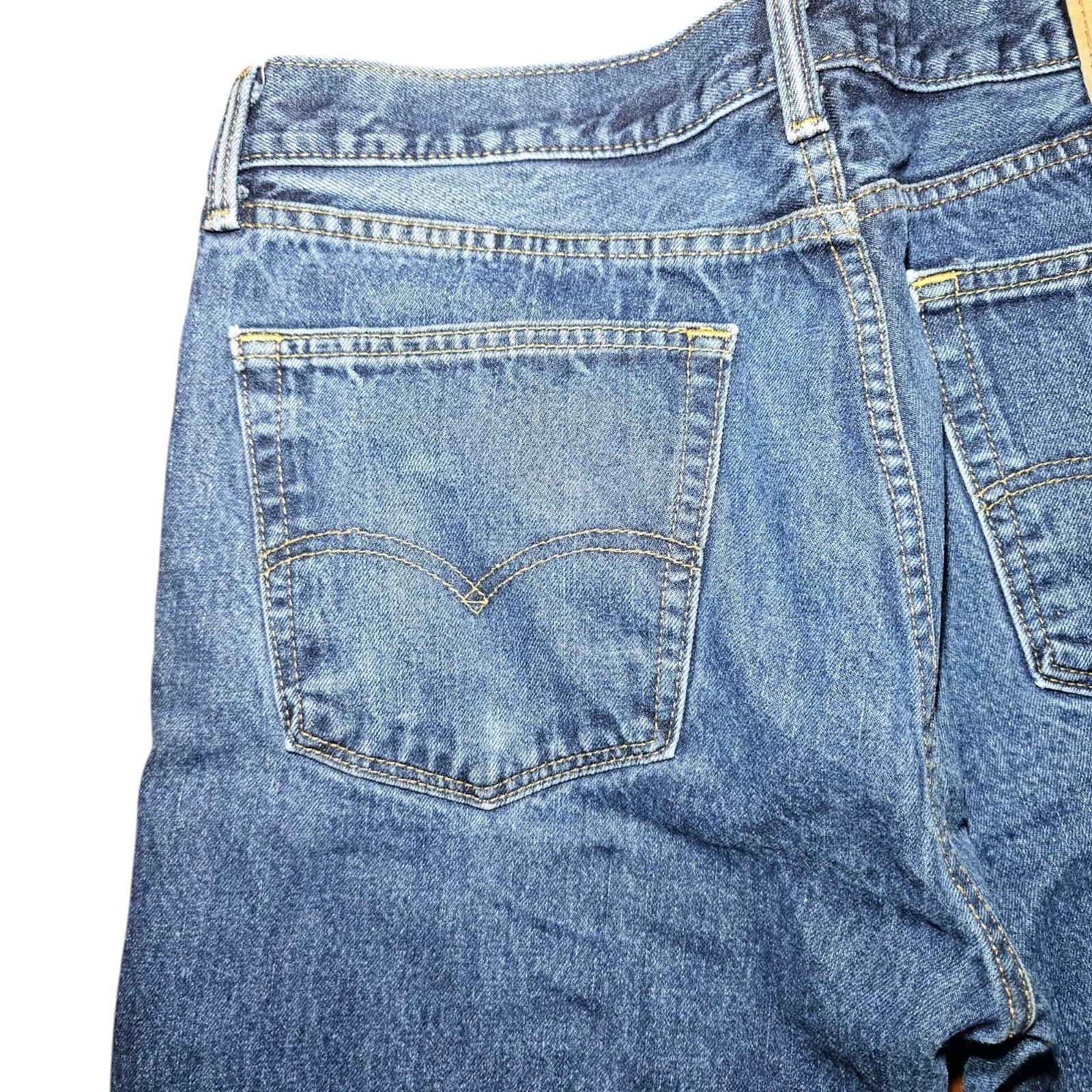 Levis Jeans Mens 36x32 Blue 505 Straight Regular Fit Denim - Thumbnail 13
