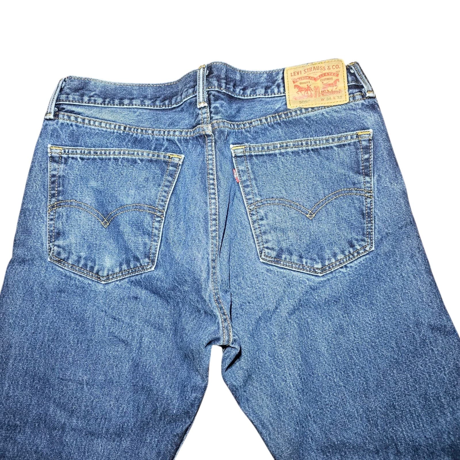 Levis Jeans Mens 36x32 Blue 505 Straight Regular Fit Denim - Thumbnail 9