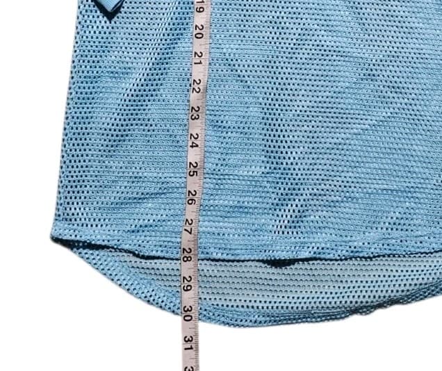 Ideology Aqua Color Mesh Long Sleeve Hooded Tunic Swimsuit Cover Up Woman's L - Thumbnail 5