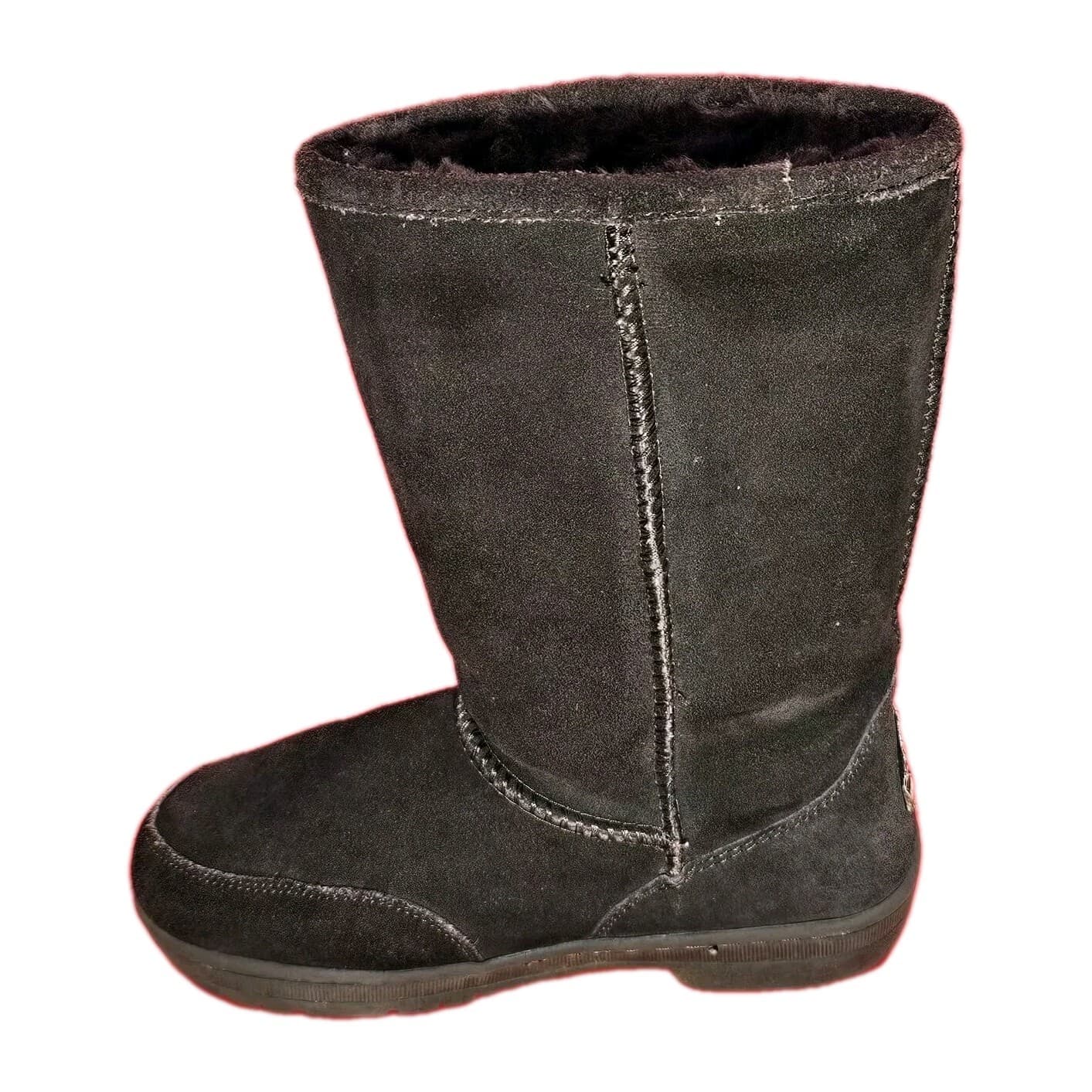 Women's Bearpaw Emma Short Brown Tan Suede Boots-Sheepskin Lined Size 6 - Thumbnail 4