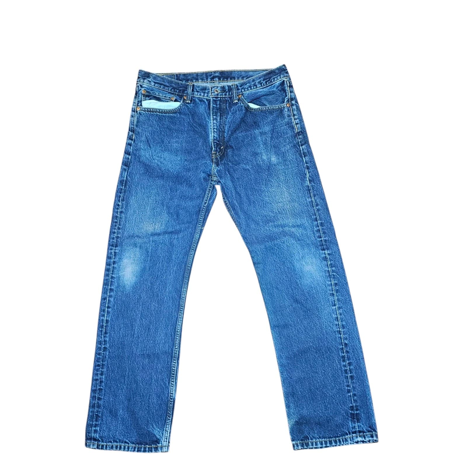 Levis Jeans Mens 36x32 Blue 505 Straight Regular Fit Denim - Thumbnail 3