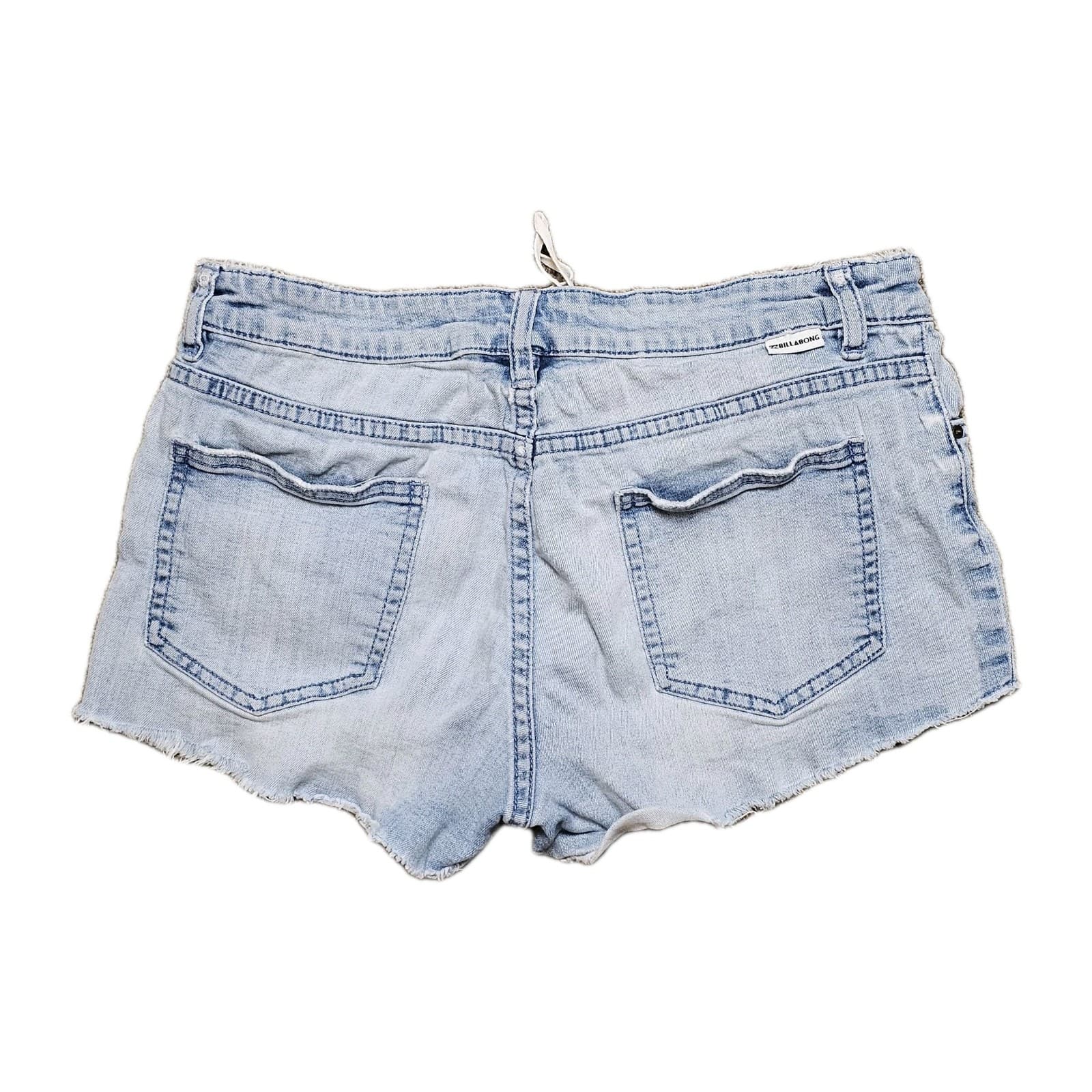 Billabong Cut-Off Shorts Womens Size 29 Blue Denim Distressed Lace Up Front - Thumbnail 3