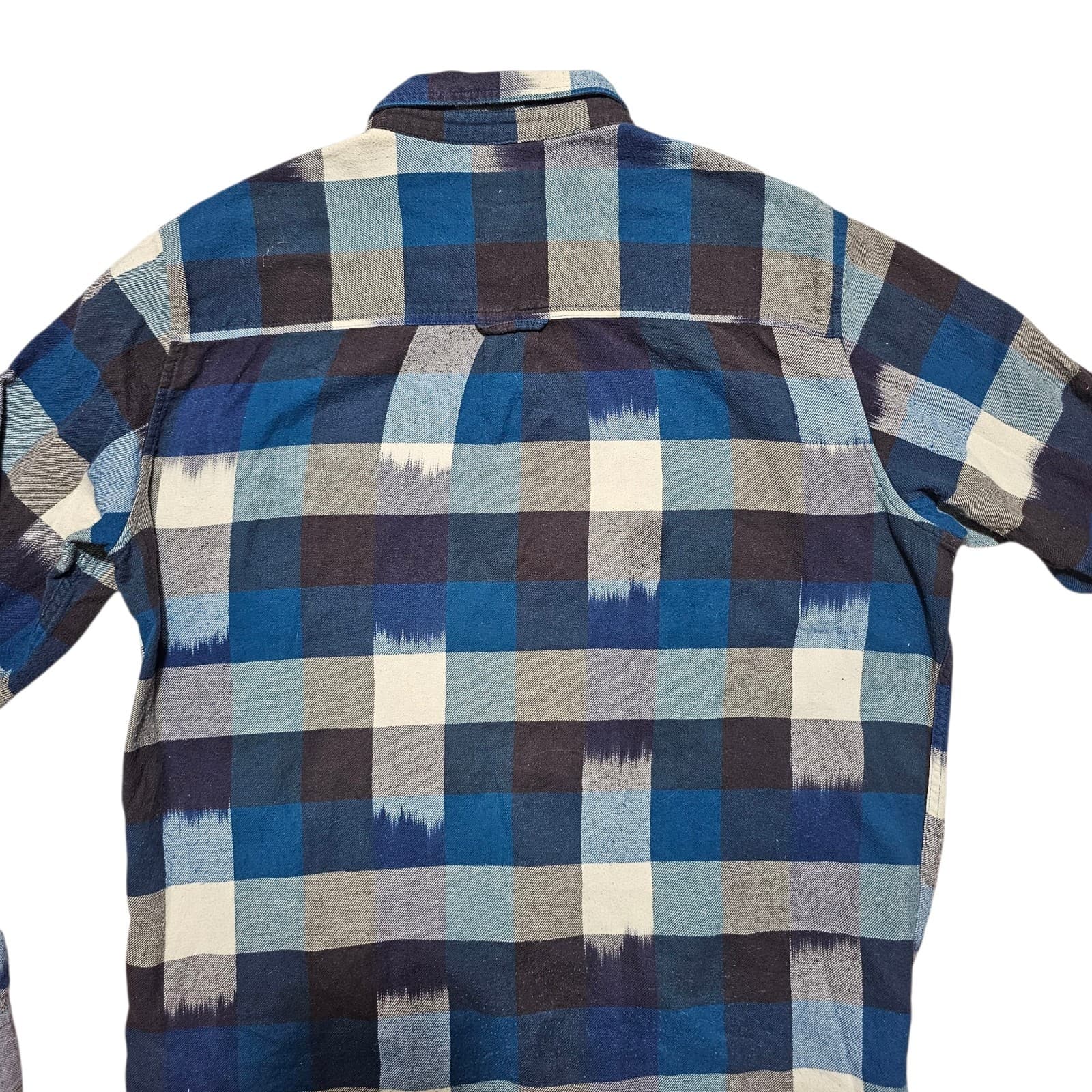 Woolrich Snap Up L/S Shirt Blue Black Indian Plaid Check Cotton Flannel Mens L - Thumbnail 9