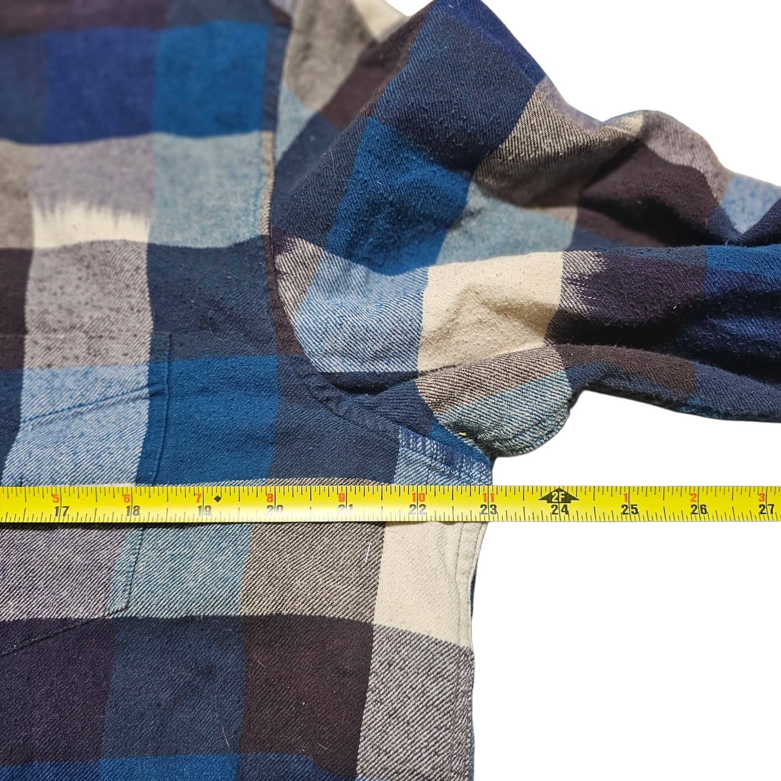 Woolrich Snap Up L/S Shirt Blue Black Indian Plaid Check Cotton Flannel Mens L - Thumbnail 12