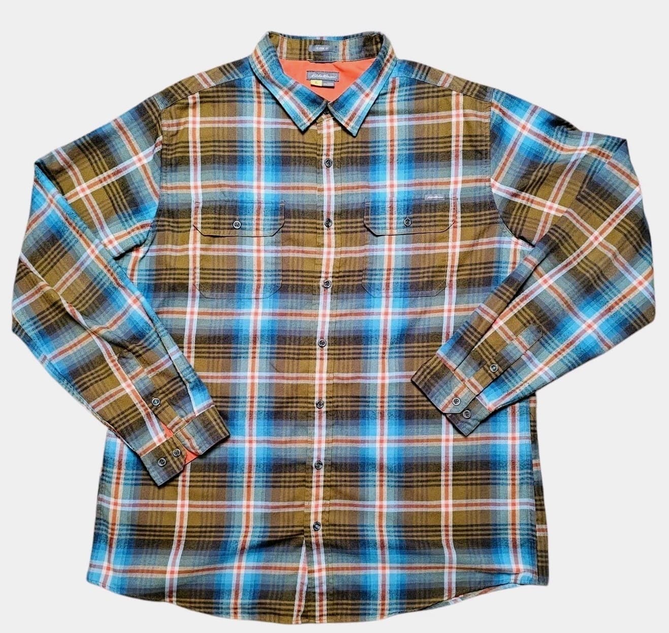 EDDIE BAUER CLASSIC FIT PLAID TRAVELER BUTTON UP SHIRT MENS SZ T2XL