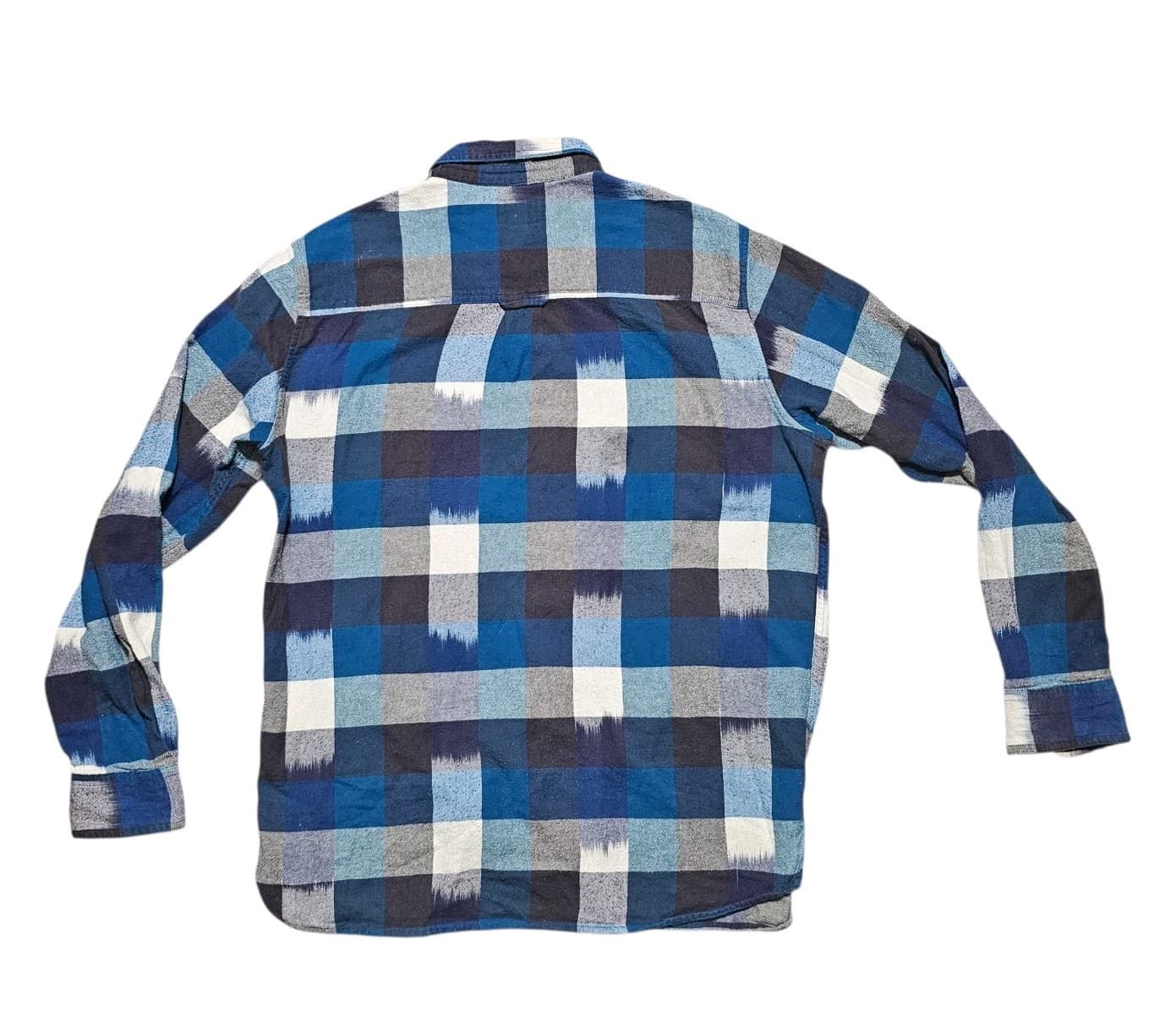 Woolrich Snap Up L/S Shirt Blue Black Indian Plaid Check Cotton Flannel Mens L - Thumbnail 8