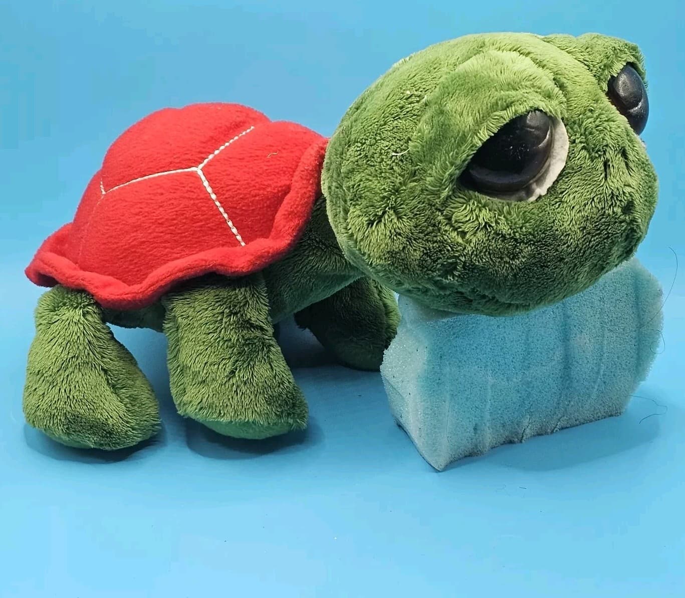 Applause Plush Green Sea Baby Turtle Stuffed Animal Big Eyes Toy 10”