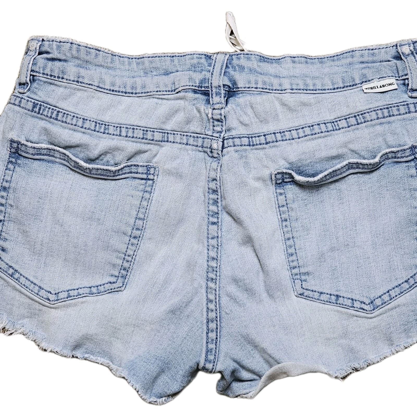 Billabong Cut-Off Shorts Womens Size 29 Blue Denim Distressed Lace Up Front - Thumbnail 6