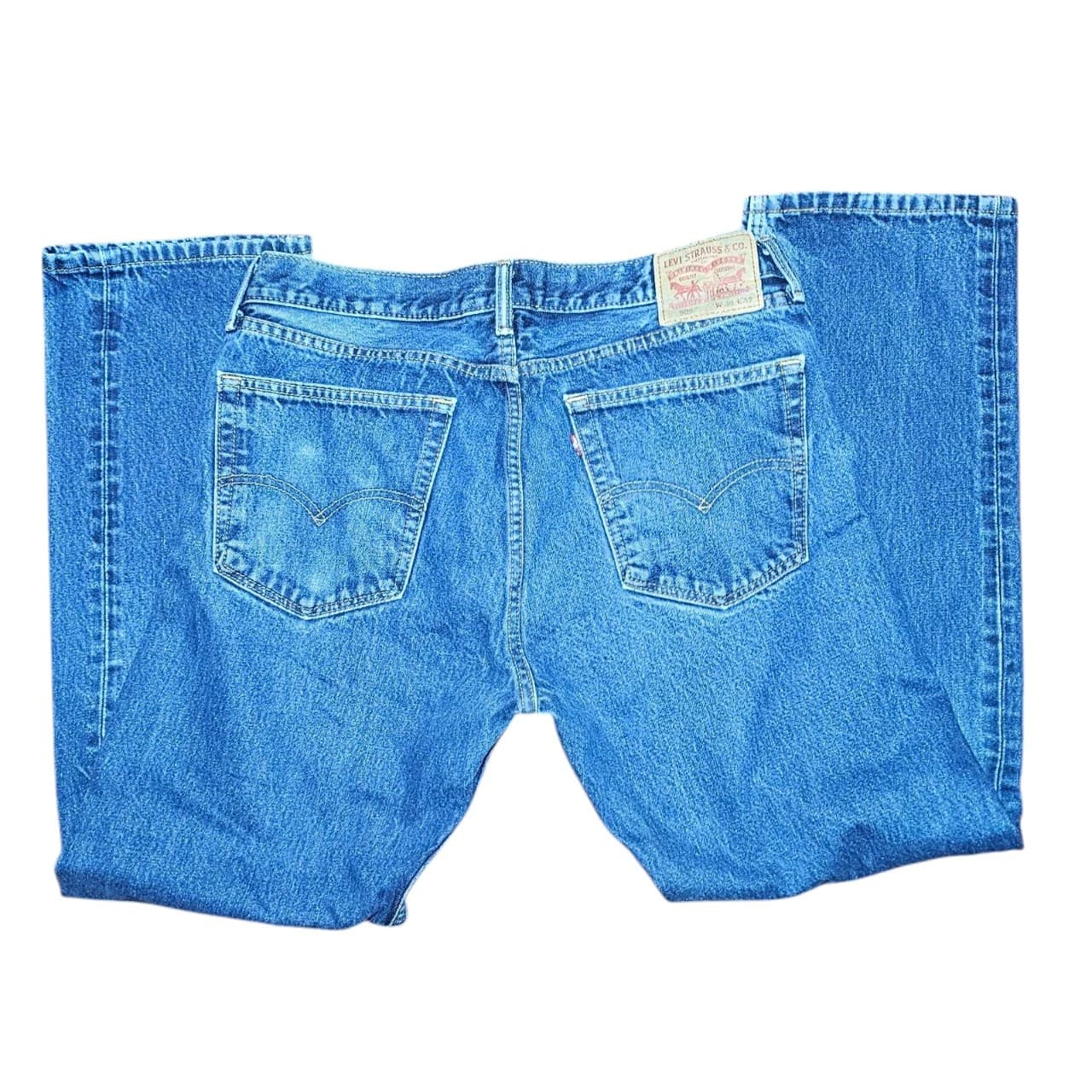 Levis Jeans Mens 36x32 Blue 505 Straight Regular Fit Denim - Thumbnail 2