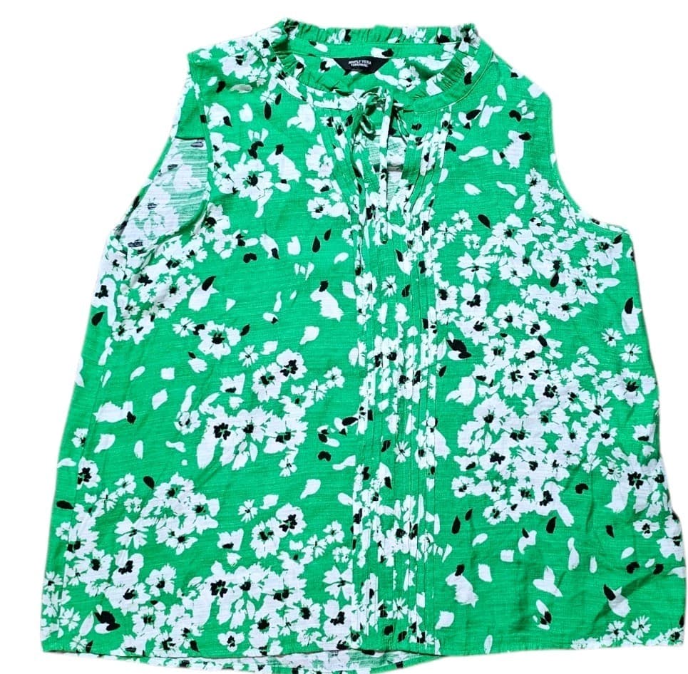 Simply Vera Wang Green Floral Print Sleeveless Tank Top Womans Size Xl - Thumbnail 2