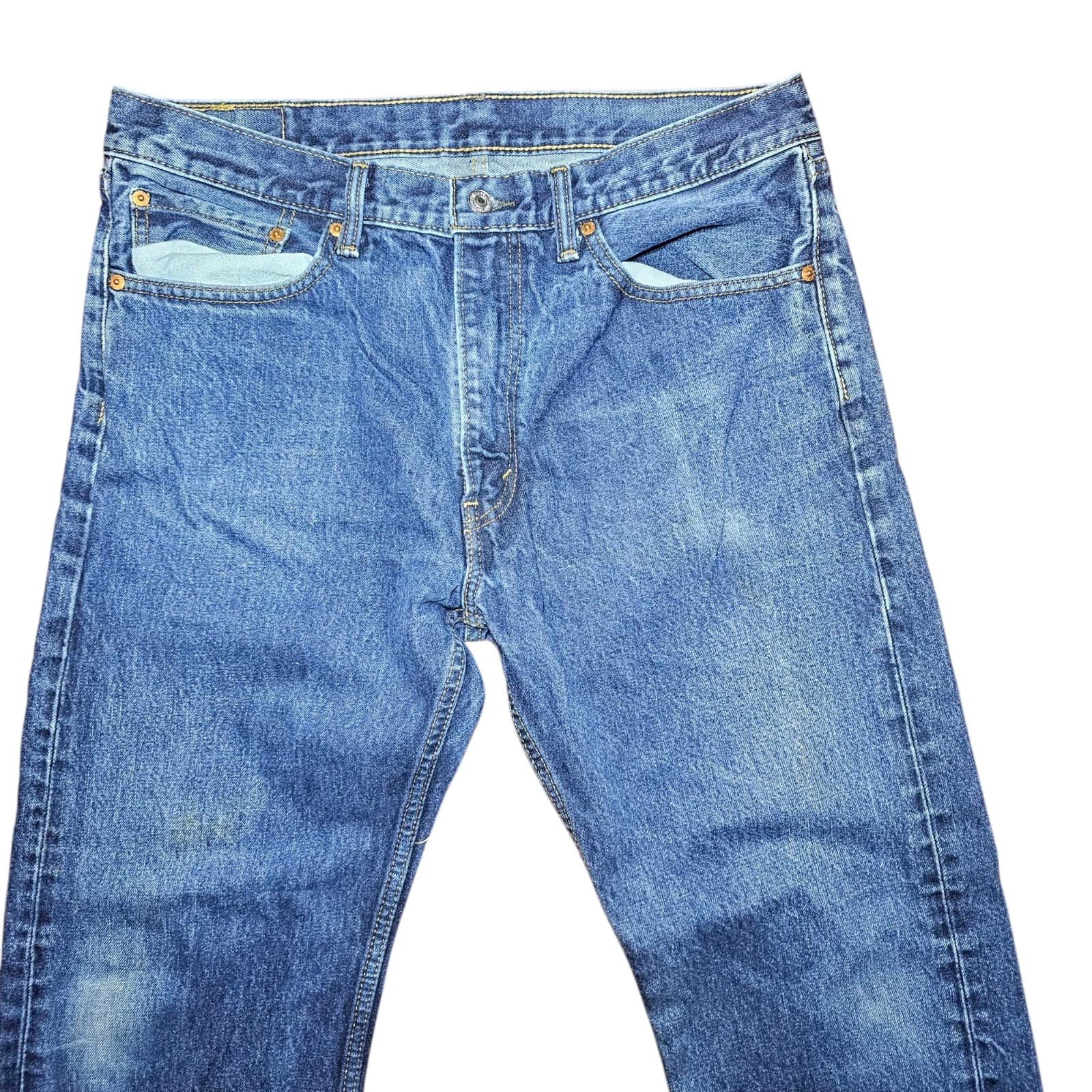 Levis Jeans Mens 36x32 Blue 505 Straight Regular Fit Denim - Thumbnail 6