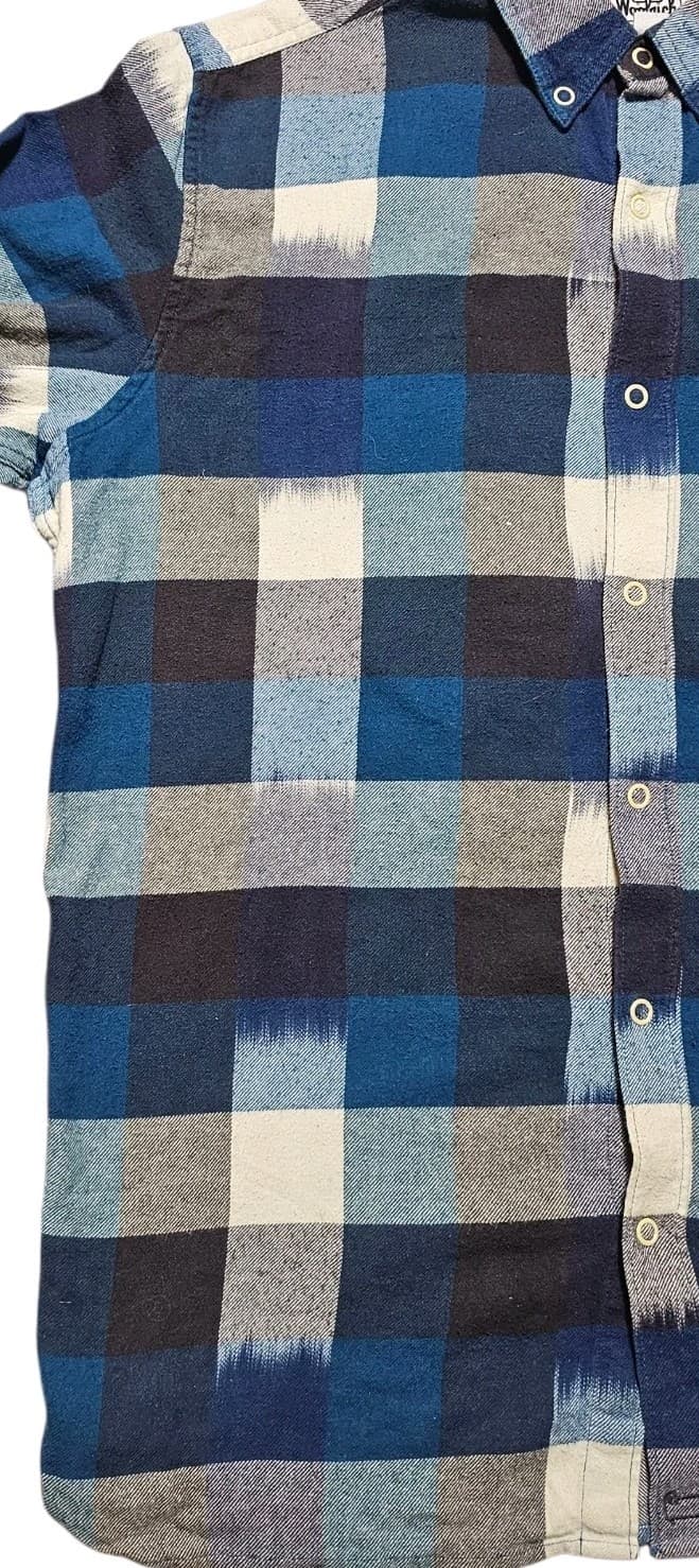 Woolrich Snap Up L/S Shirt Blue Black Indian Plaid Check Cotton Flannel Mens L - Thumbnail 18