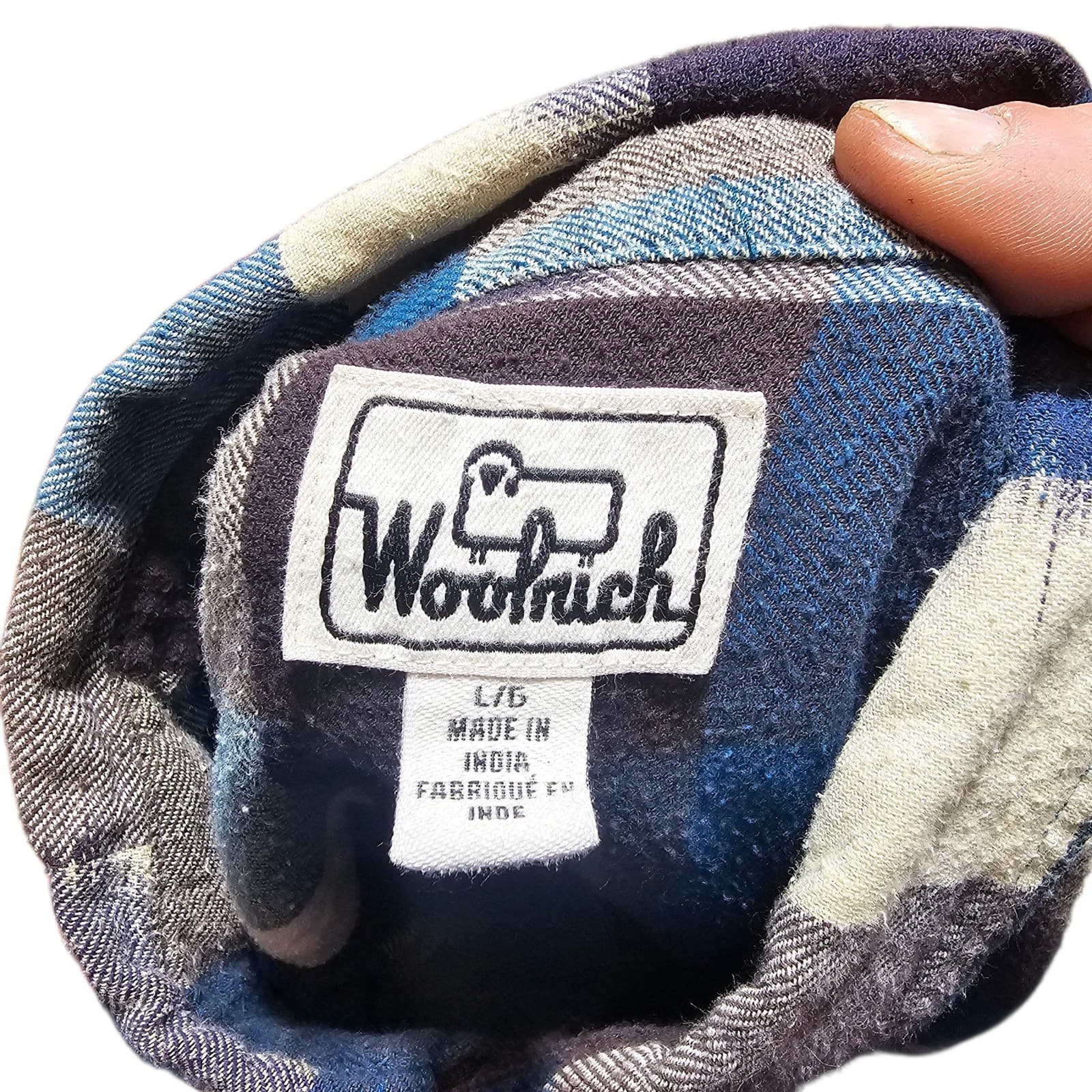 Woolrich Snap Up L/S Shirt Blue Black Indian Plaid Check Cotton Flannel Mens L - Thumbnail 15